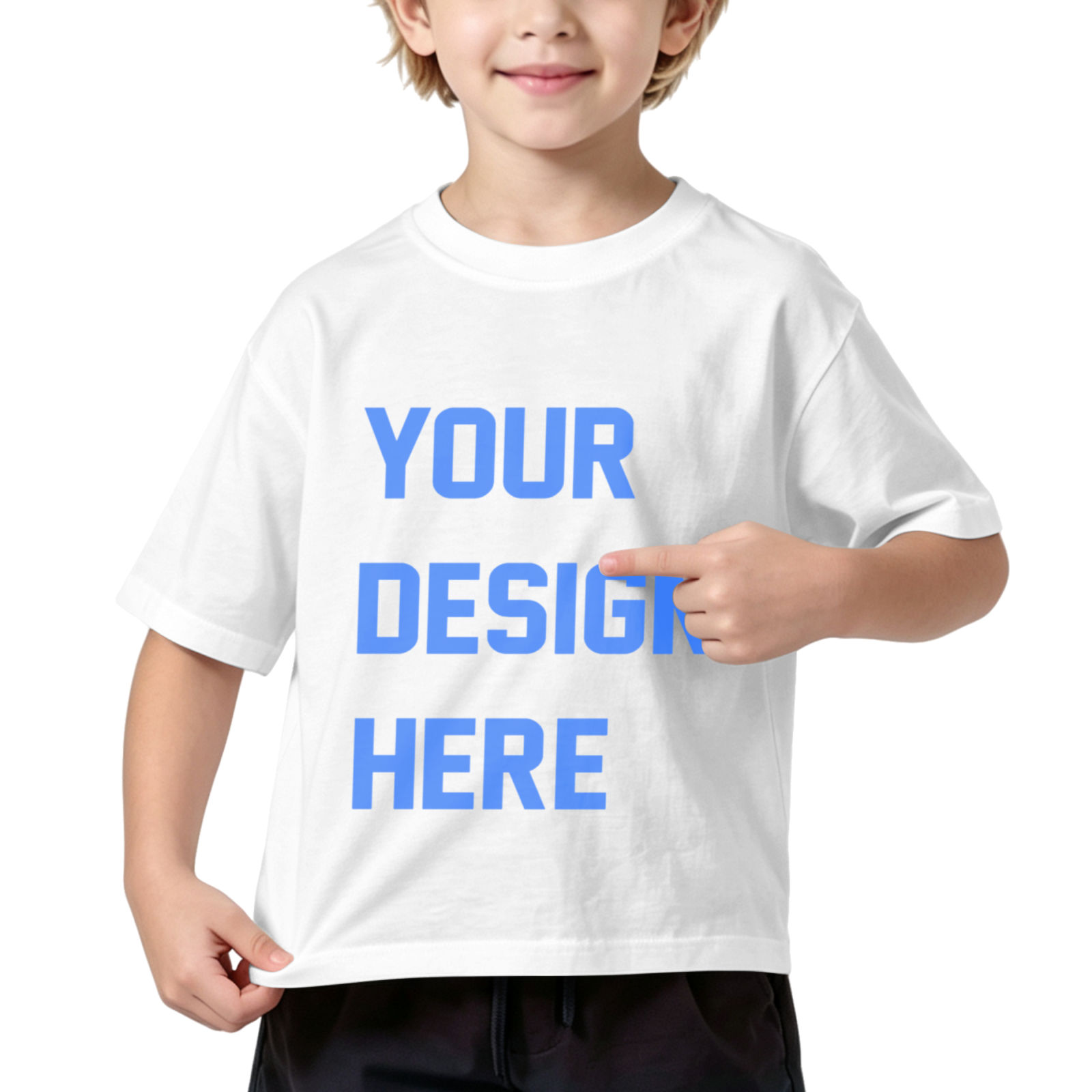 T-shirt enfant américain en coton 180g (avec impression thermocollée sur le devant, téléversez le bon de commande)