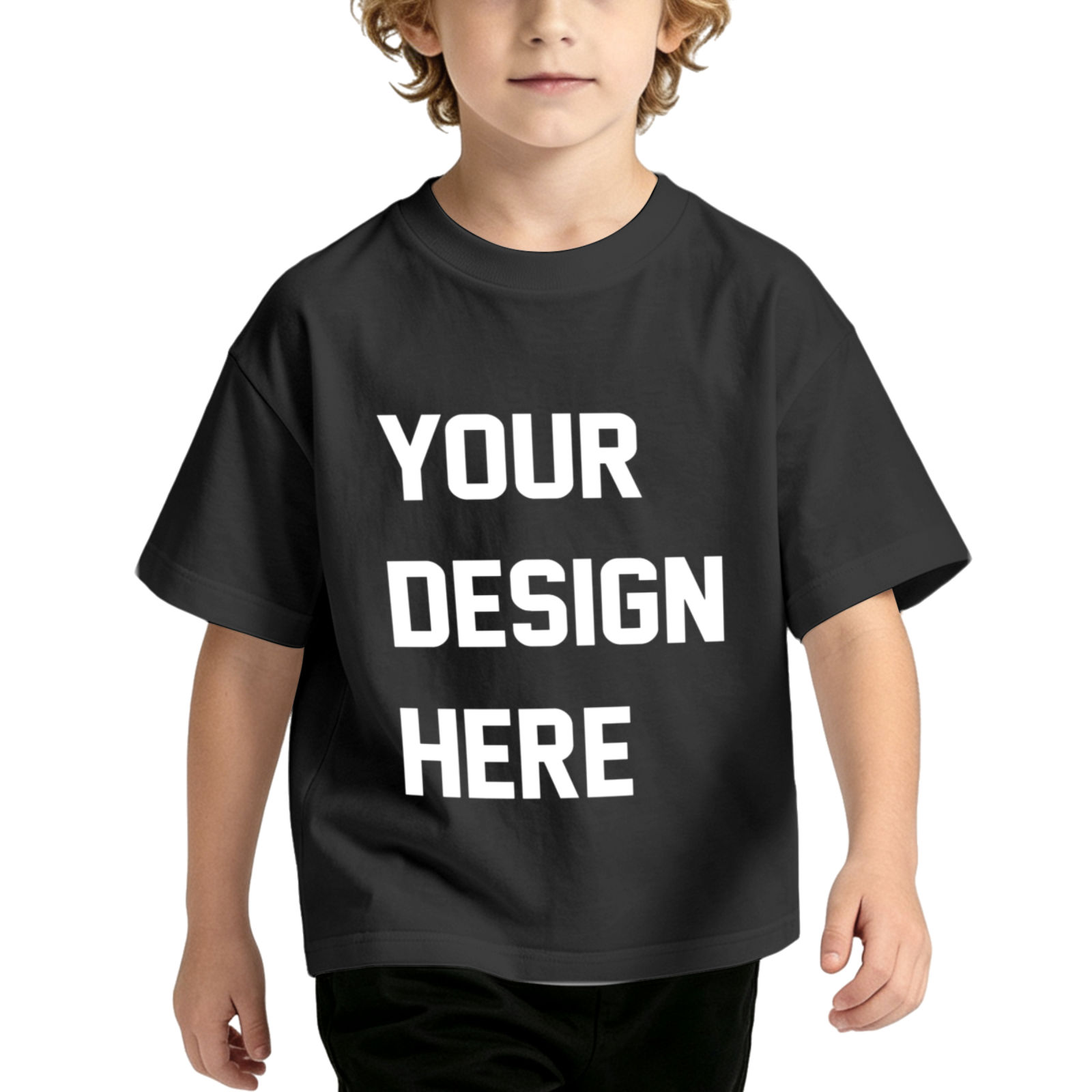 T-shirt enfant américain en coton 180g (avec impression thermocollée sur le devant, téléversez le bon de commande)
