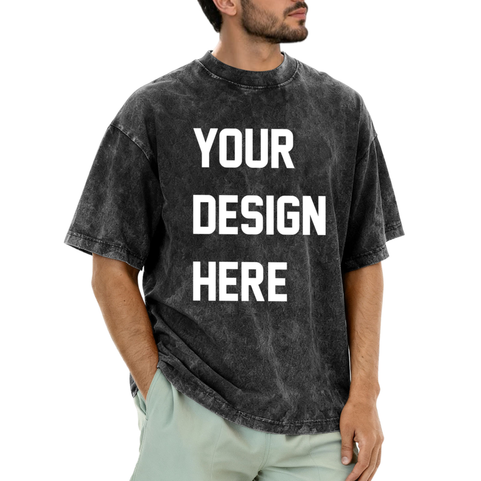 UK-Made Adult Washed Cotton T-Shirt (Front Heat Transfer Print)