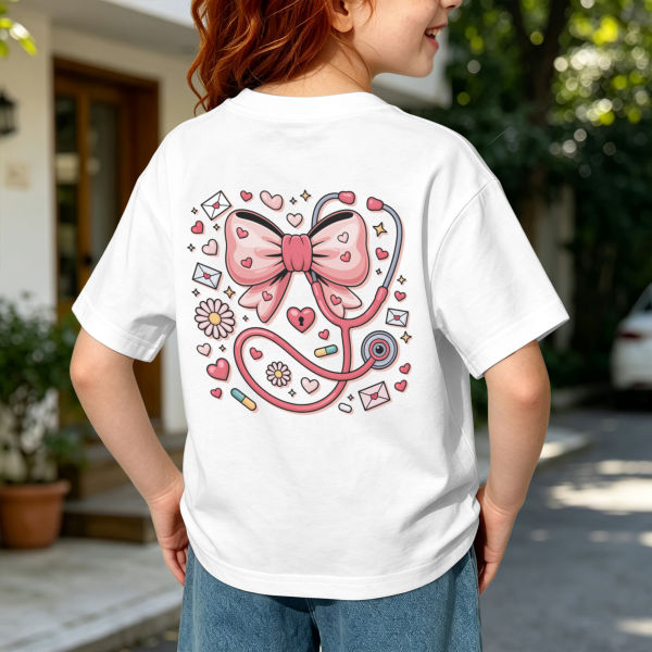 Camiseta infantil 100% de algodón fabricada en Alemania, de 180 g, con estampado termoadhesivo en la parte trasera