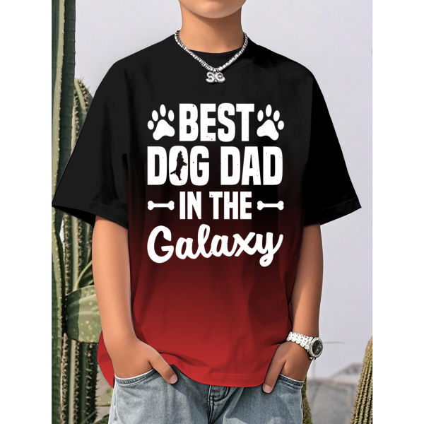 Kaos anak buatan Amerika dengan efek warna gradien (dipasang sablon panas di bagian depan)