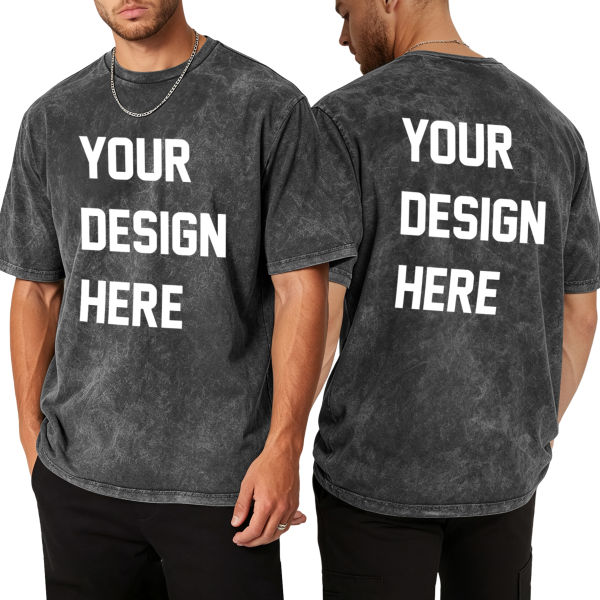 Kaos yang dicuci (dengan sablon panas dua sisi) diproduksi di Amerika Serikat
