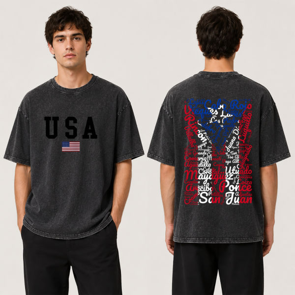 Washed T-shirt shipped from the US - Double-sided (New York Warehouse 2)