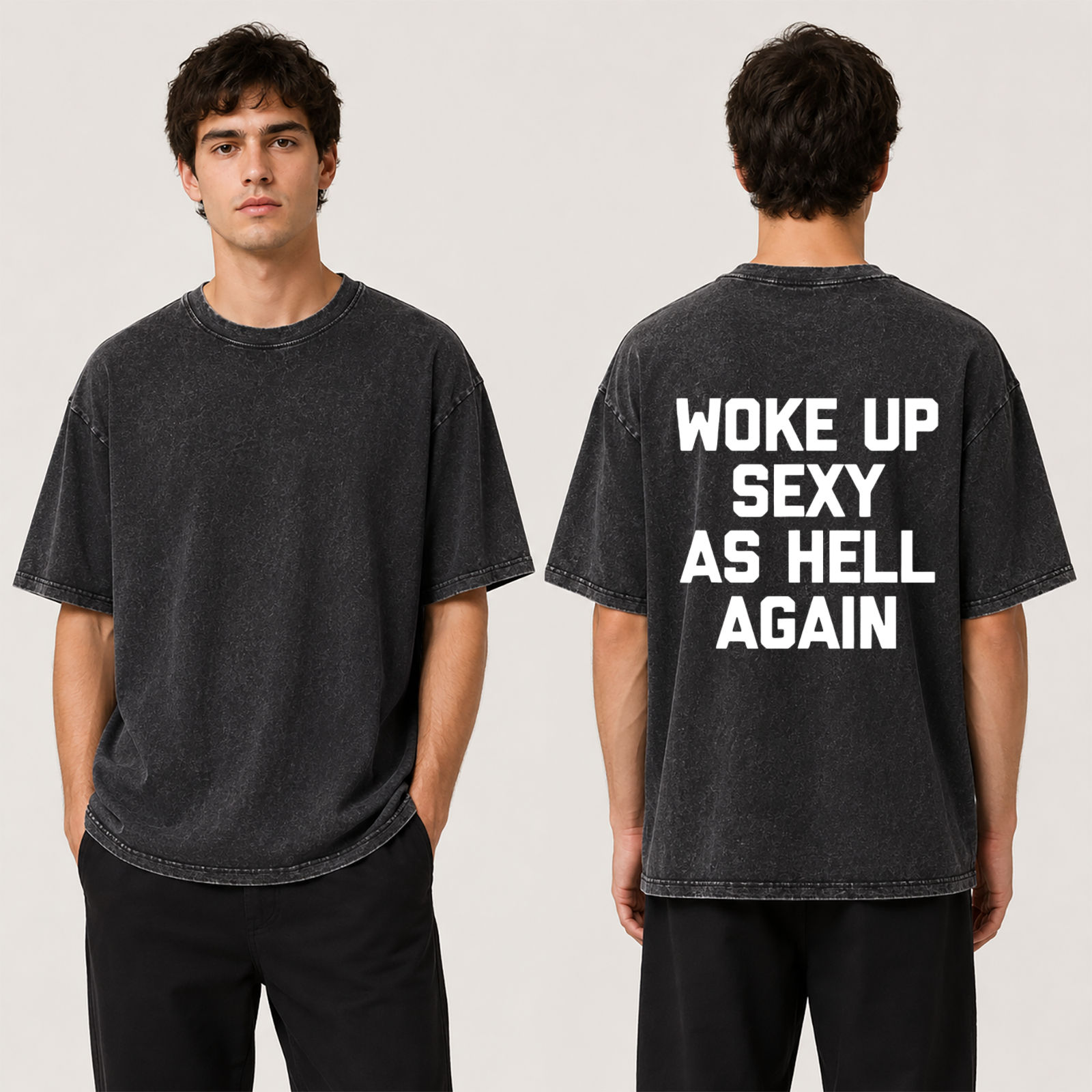 Washed T-shirt shipped from the United States - Back Print, New York Warehouse No.2