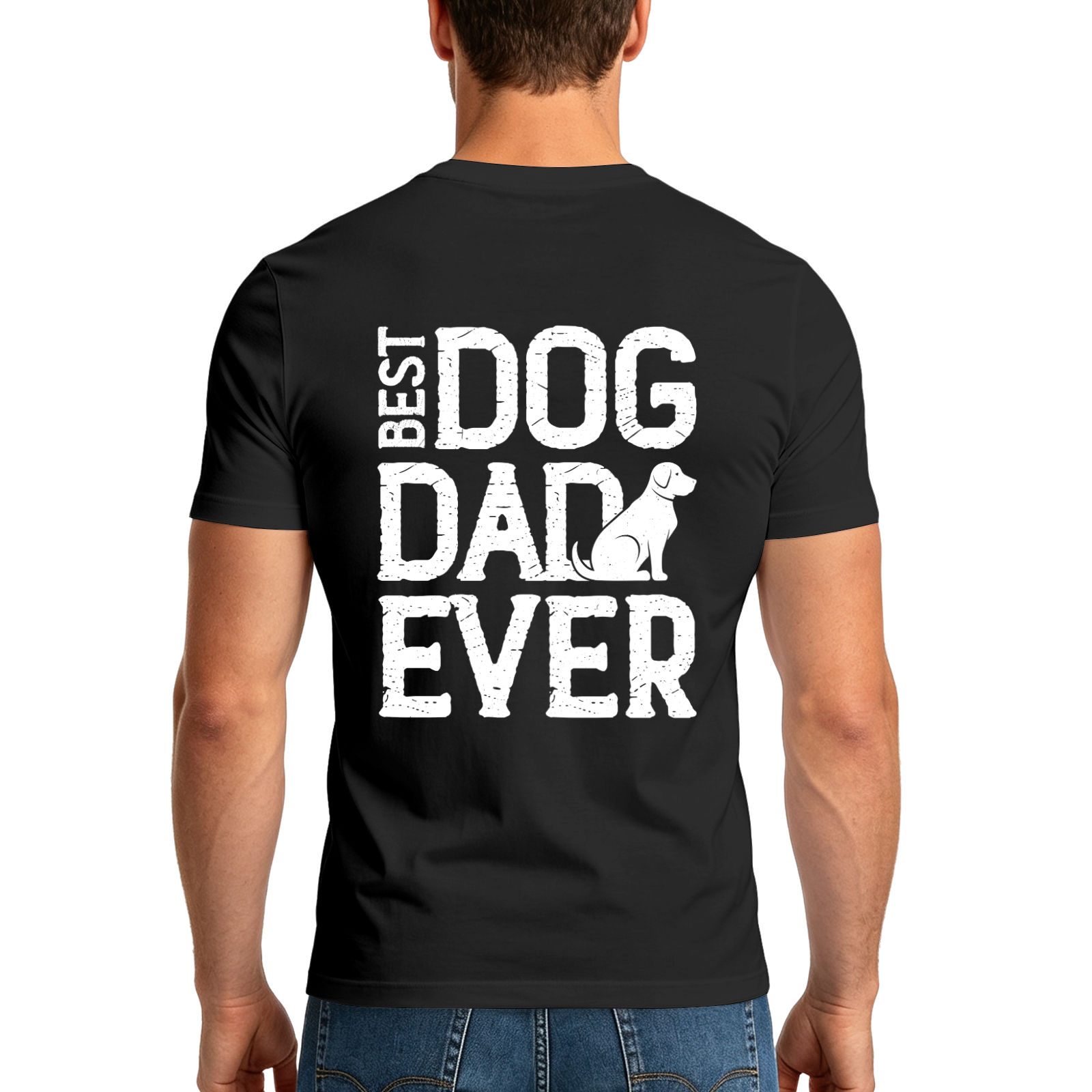 In den USA hergestelltes 180g-T-Shirt aus 100 % Baumwolle mit Wärmeübertragungsdruck auf der Rückseite