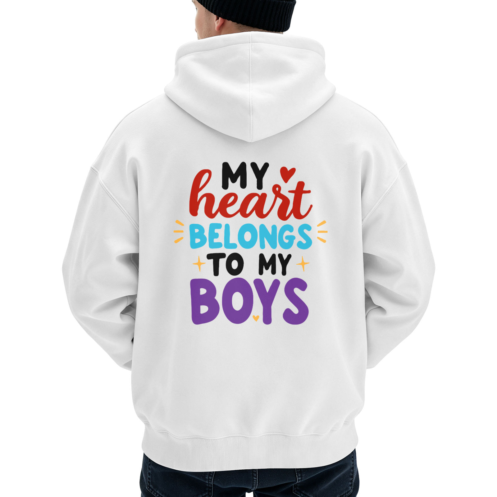 Adult hoodies manufactured in the US (with heat-transfer print on the back)